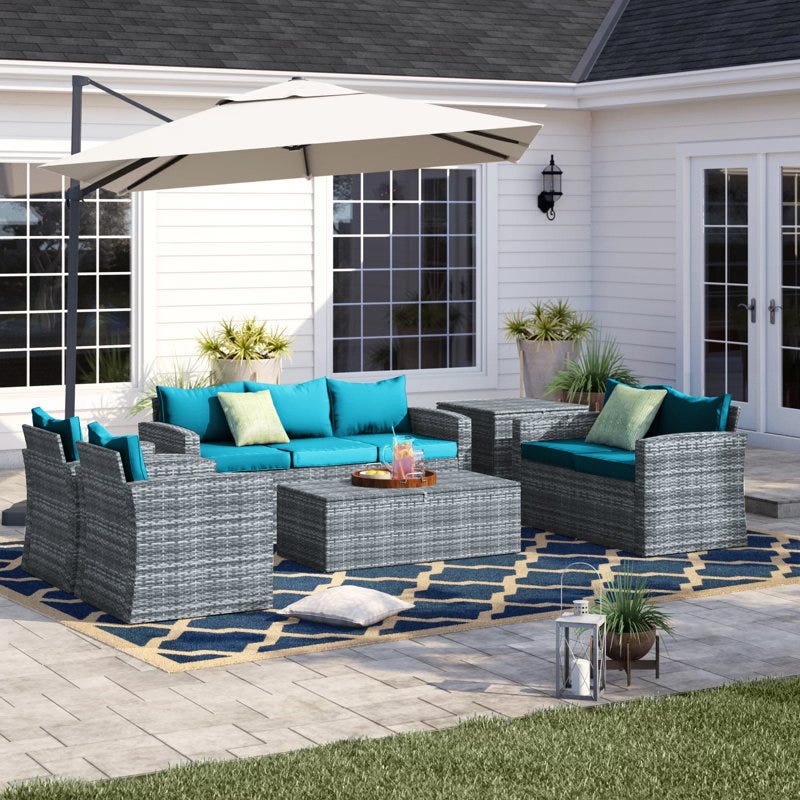 Arlington Wicker 7-Person Seating Group with Cushions