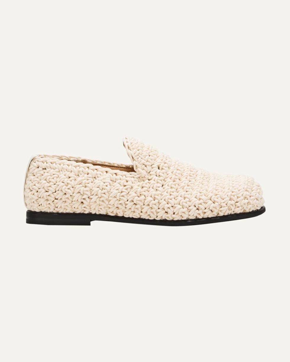 Crocheted cotton slip-on loafers