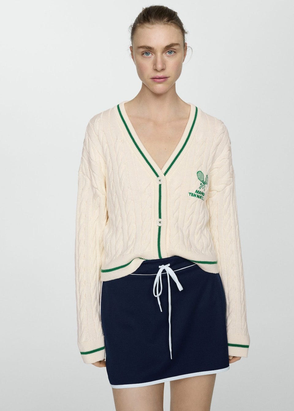 Braided cardigan with contrasting details