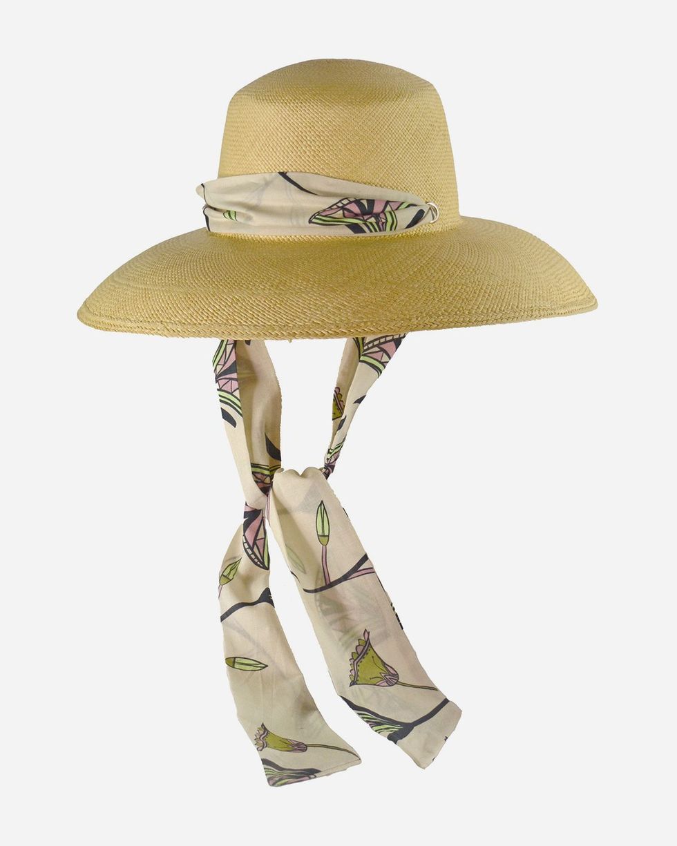 Lampshade Cordovan Long Brim Hat with Fabric Band