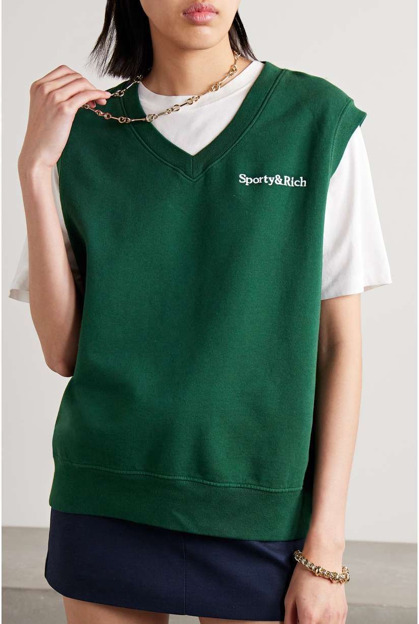 Embroidered Cotton-Jersey Vest