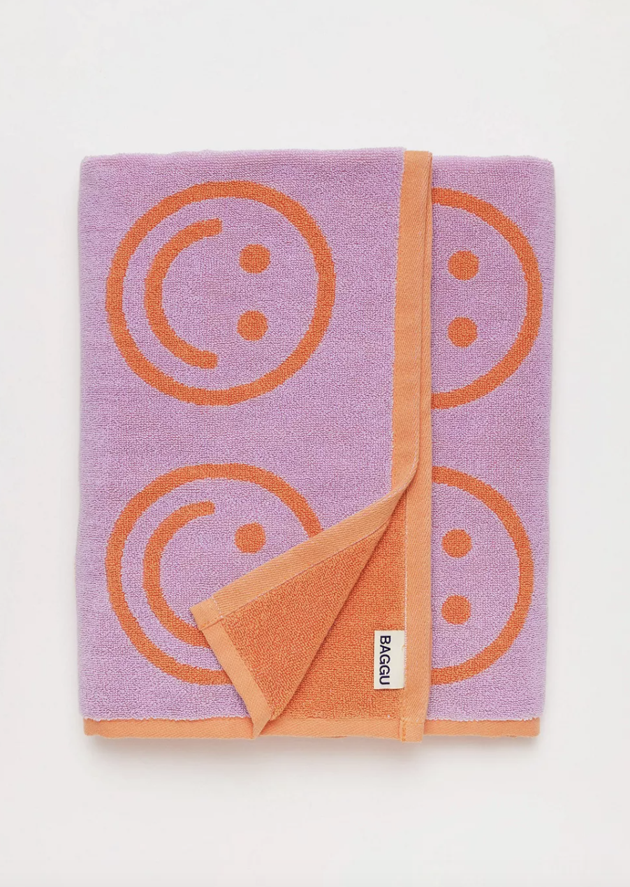 Lilac Happy Bath Towel