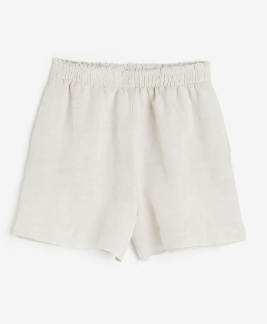 Linen Blend Pull-On Shorts 