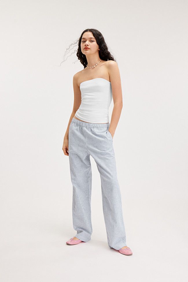 Relaxed Fit Linen Blend Trousers