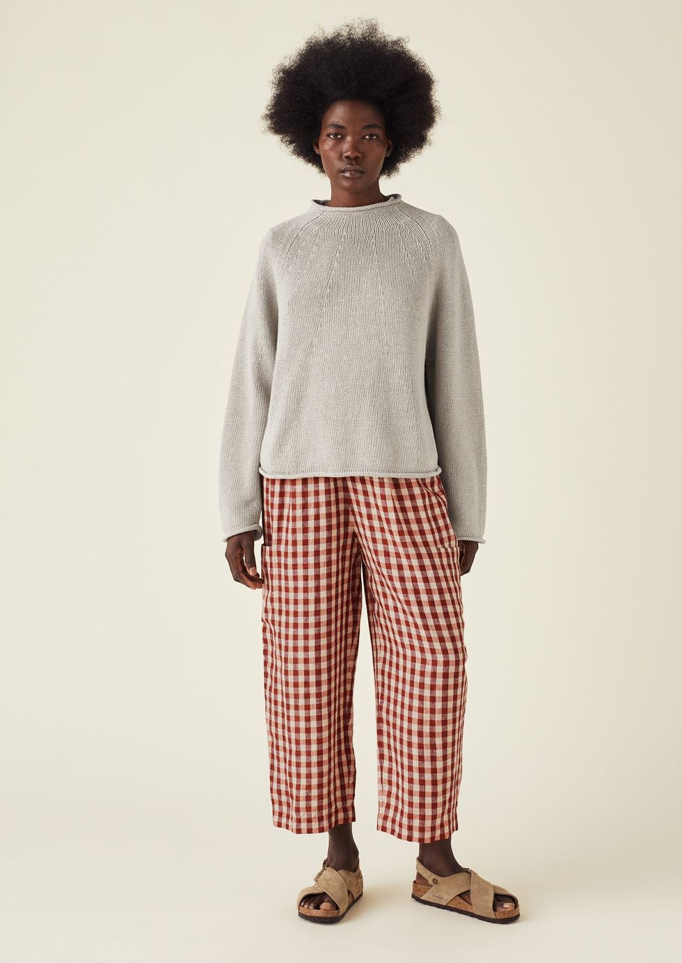 Gingham Linen Patch Pocket Trousers