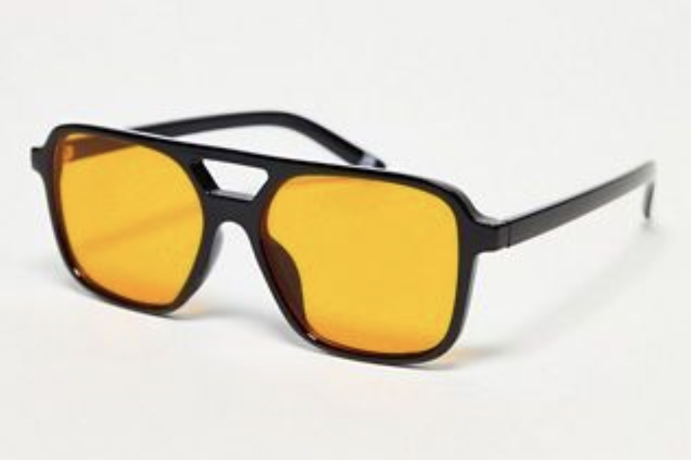 Fine frame aviator fashion glasses with orange lens
