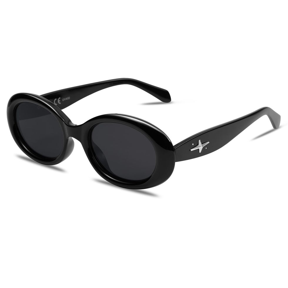 Small Retro Black Oval Polarized Sunglasses