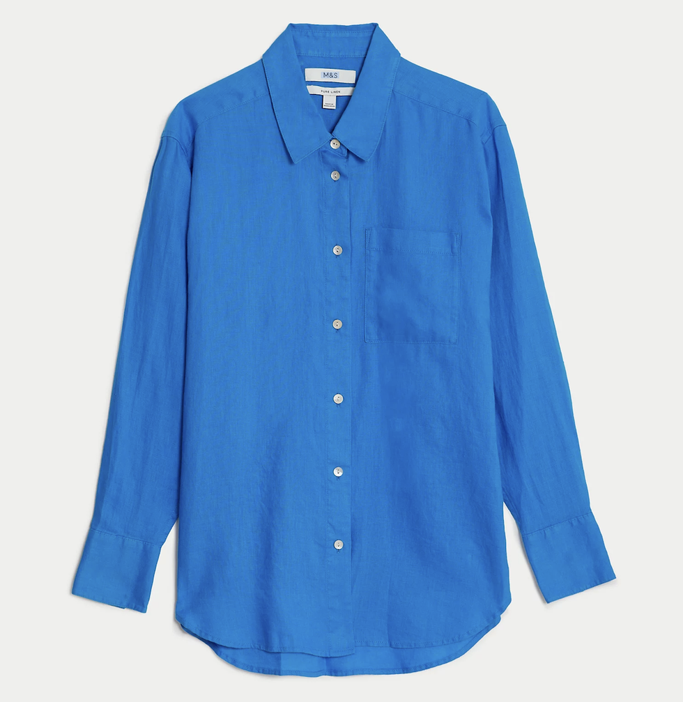 Bright blue linen shirt