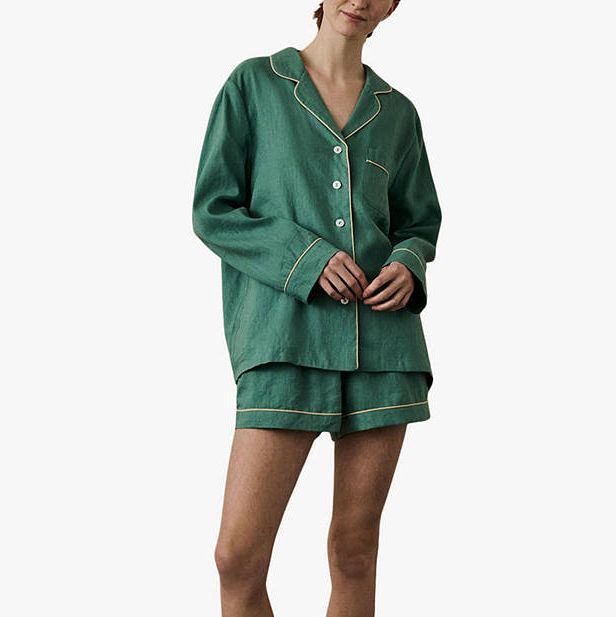 Linen Blend Pyjama Shorts Set