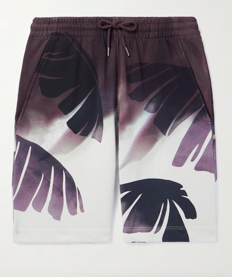 Straight-Leg Printed Cotton-Jersey Drawstring Shorts