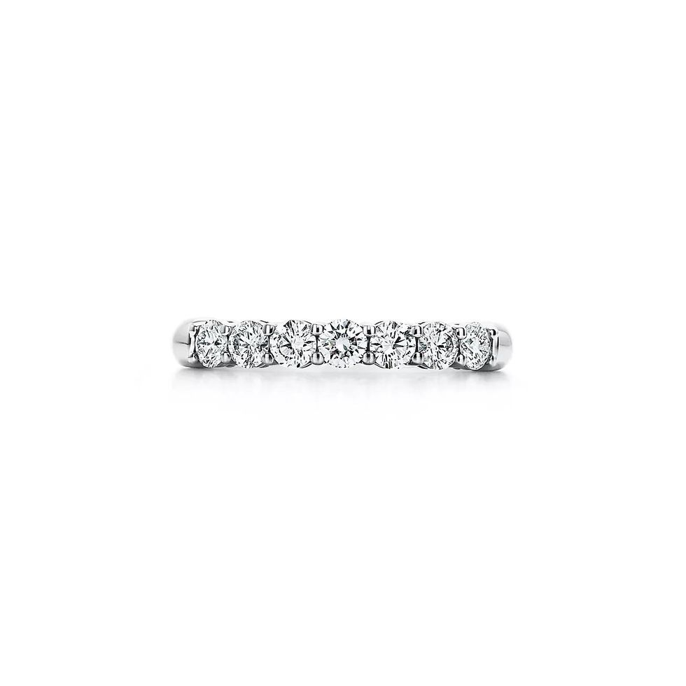 Tiffany Forever Band Ring in Platinum with a Half-circle of Diamonds, 3 mm Wide