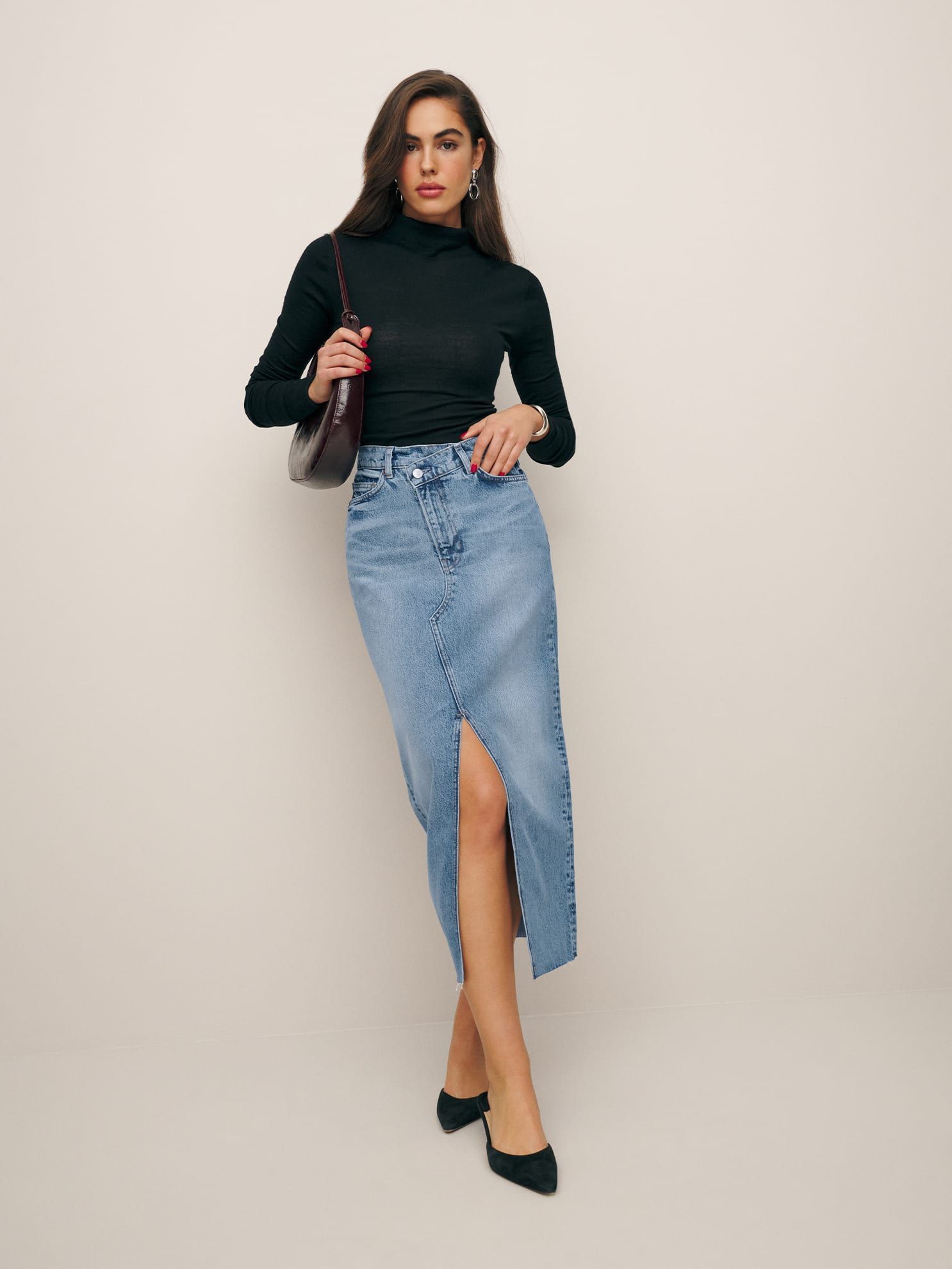 mid length denim skirts on amazon