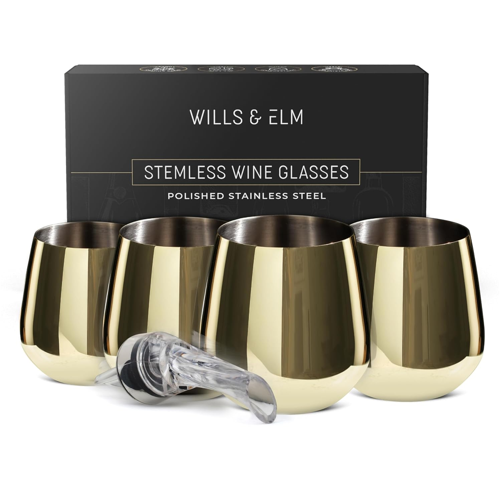 Stemless Gold Wine Glasses