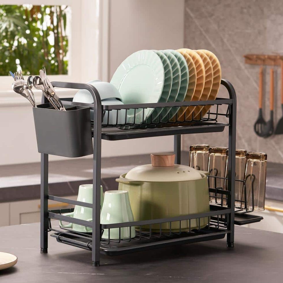 Carbon-Steel Kitchen 2-Tier Dish Drainer 