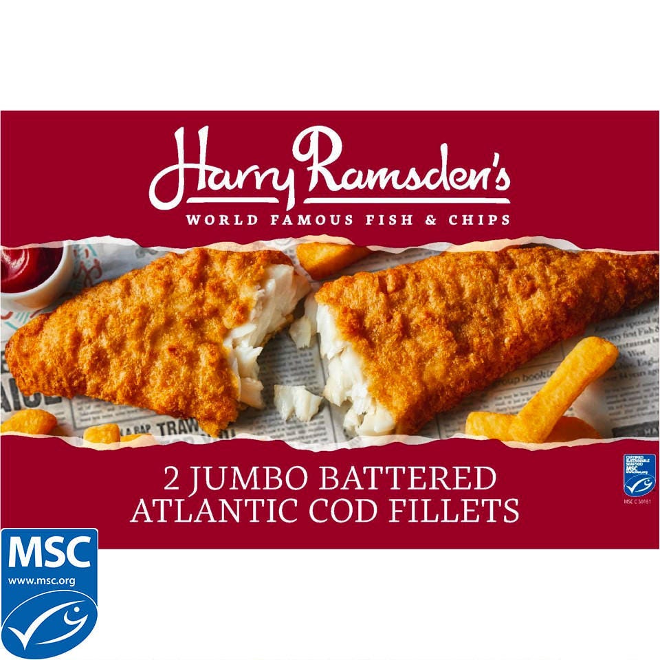 Iceland Harry Ramdsen's 2 Jumbo Battered Atlantic Cod Fillets, 500g