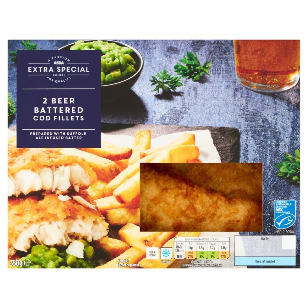 ASDA Extra Special 2 Beer Battered Cod Fillets, 350g