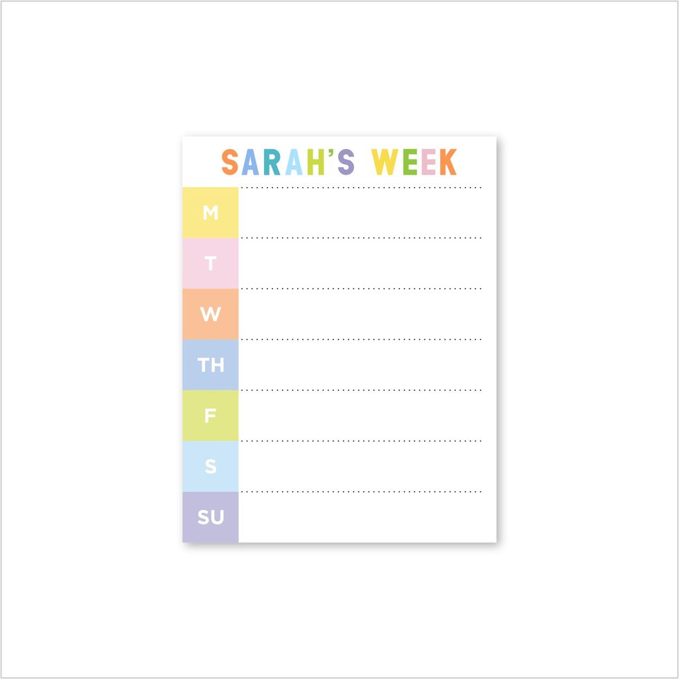 Personalized Rainbow Weekly Notepad