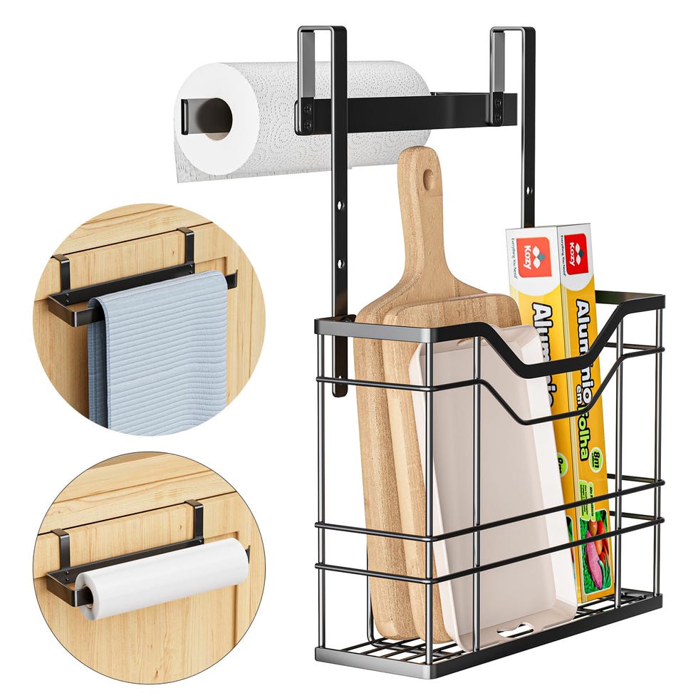 Cesta para el armario con espacio para colocar el rollo de la cocina 