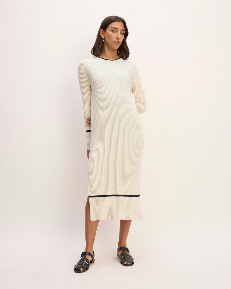 The Cotton Wide Rib Midi Dress