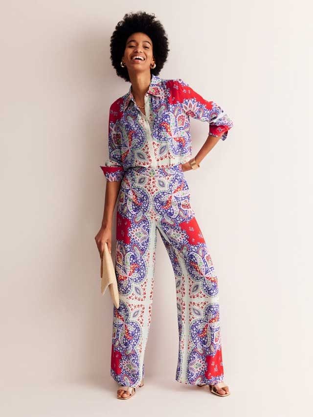 Palazzo Fluid Crepe Trousers
