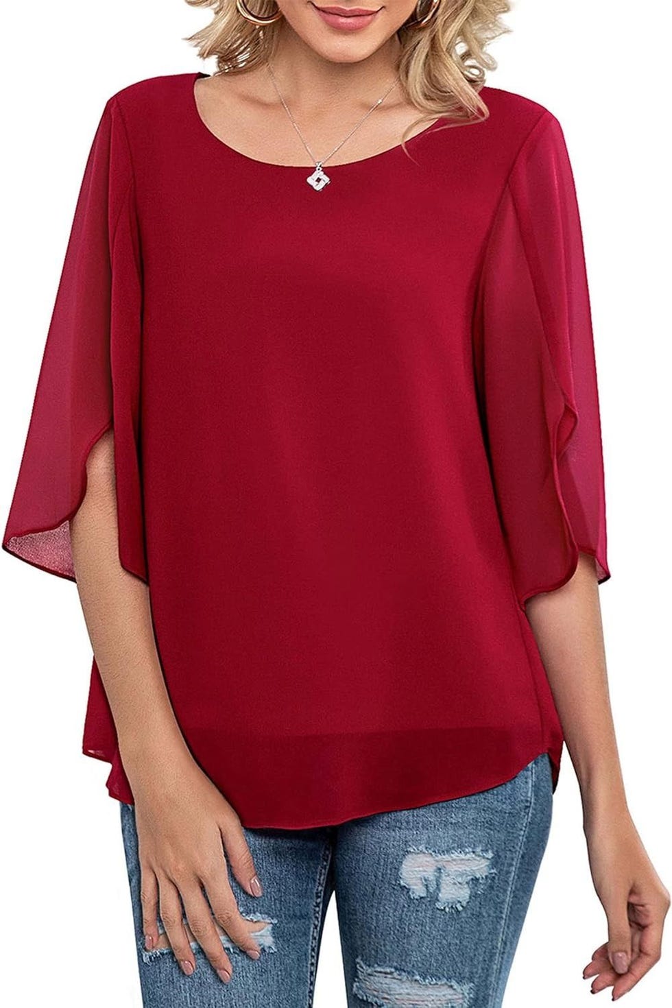  3/4 Sleeve Chiffon Top