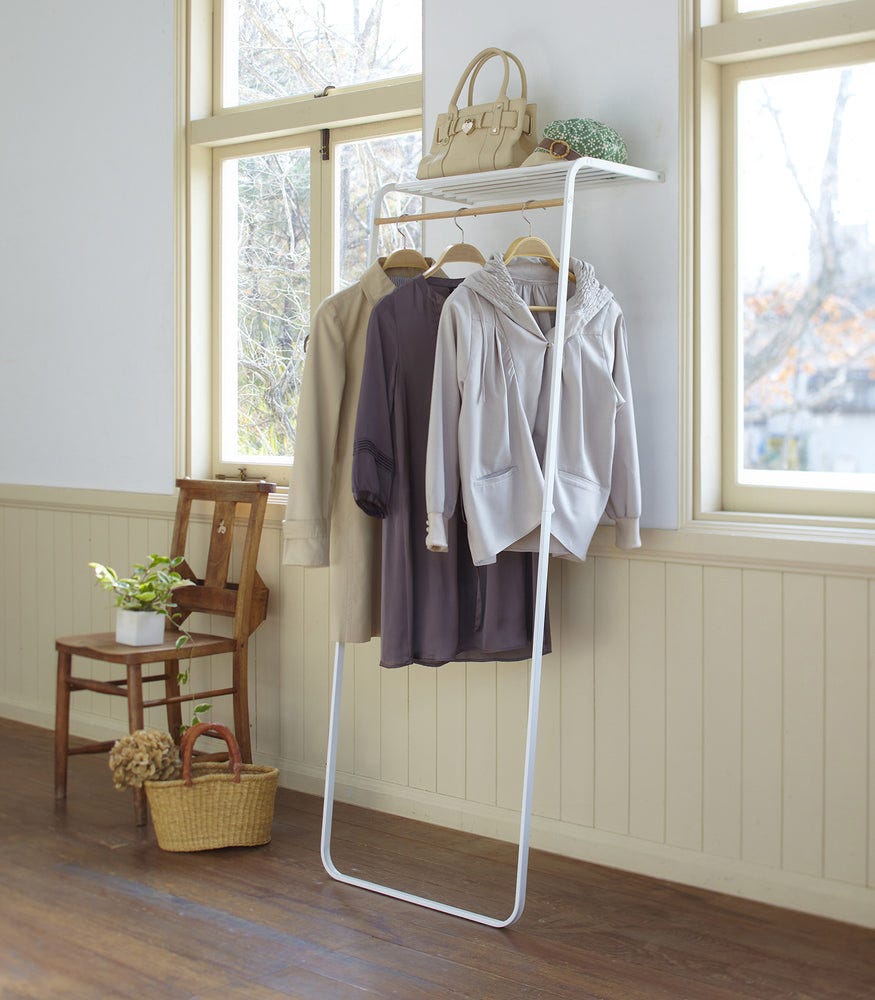 Leaning Coat Rack with Shelf