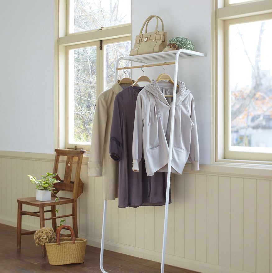 Leaning Coat Rack with Shelf