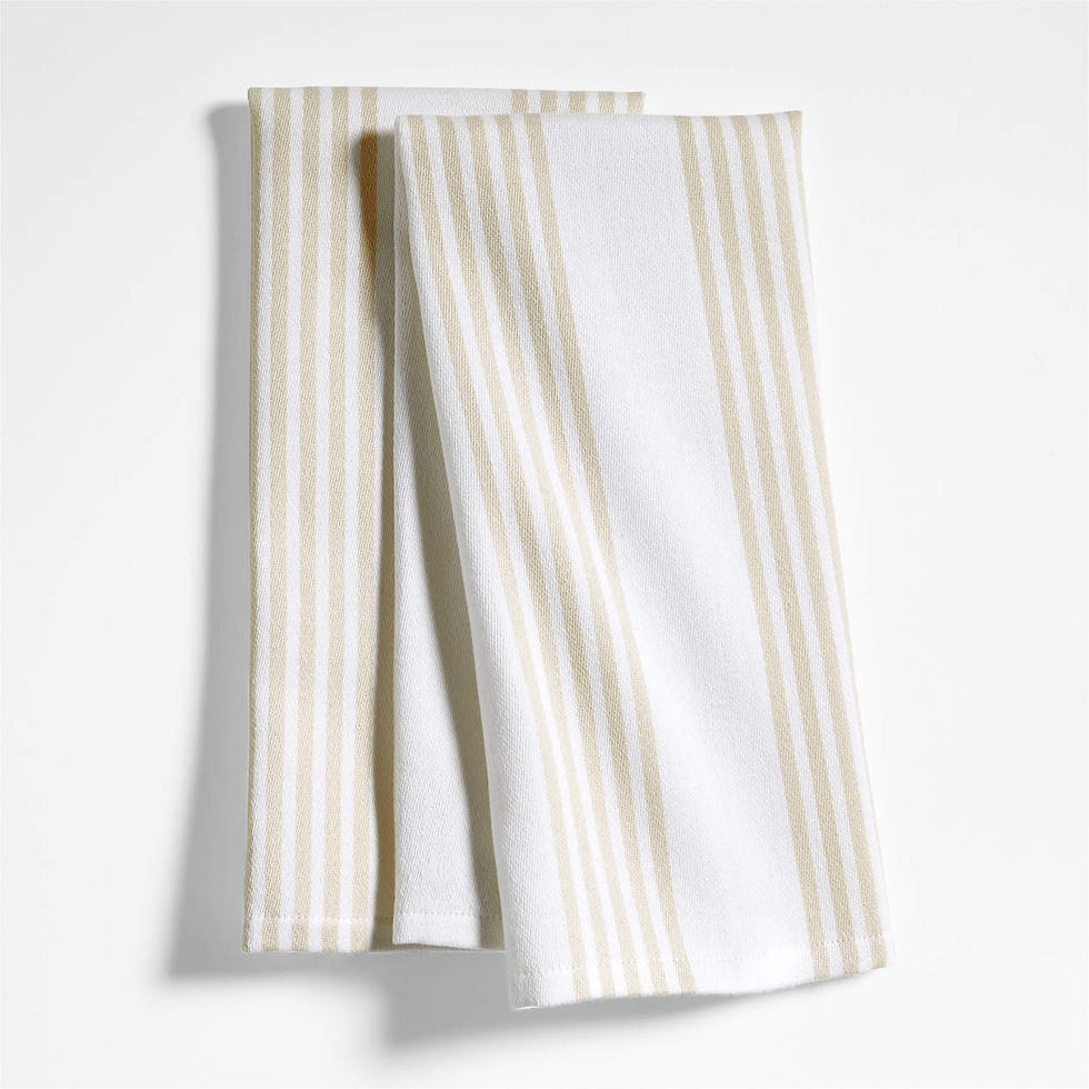 Cuisine Stripe Tan Organic Cotton Dish Towels Set Of 2