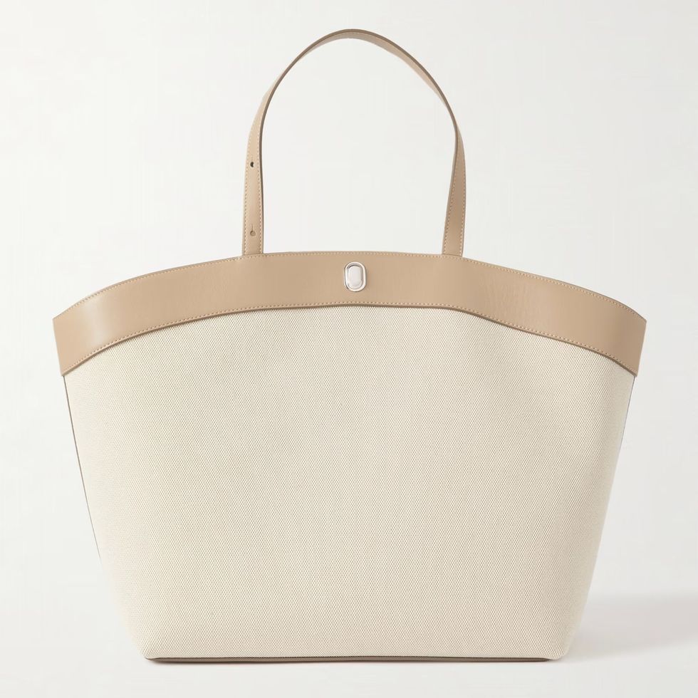 Tondo Large Leather-Trimmed Canvas Tote
