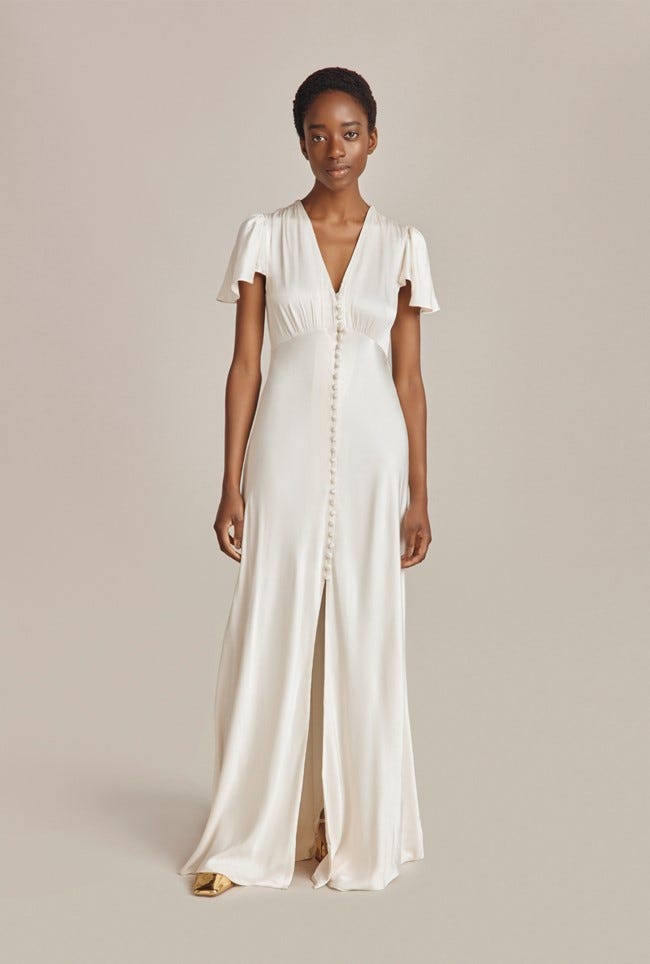 Delphine Satin Maxi Dress Ivory