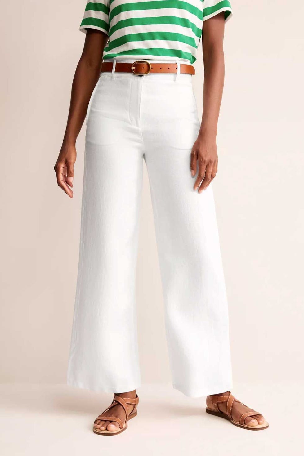 Westbourne Wide Leg Linen Trousers, White