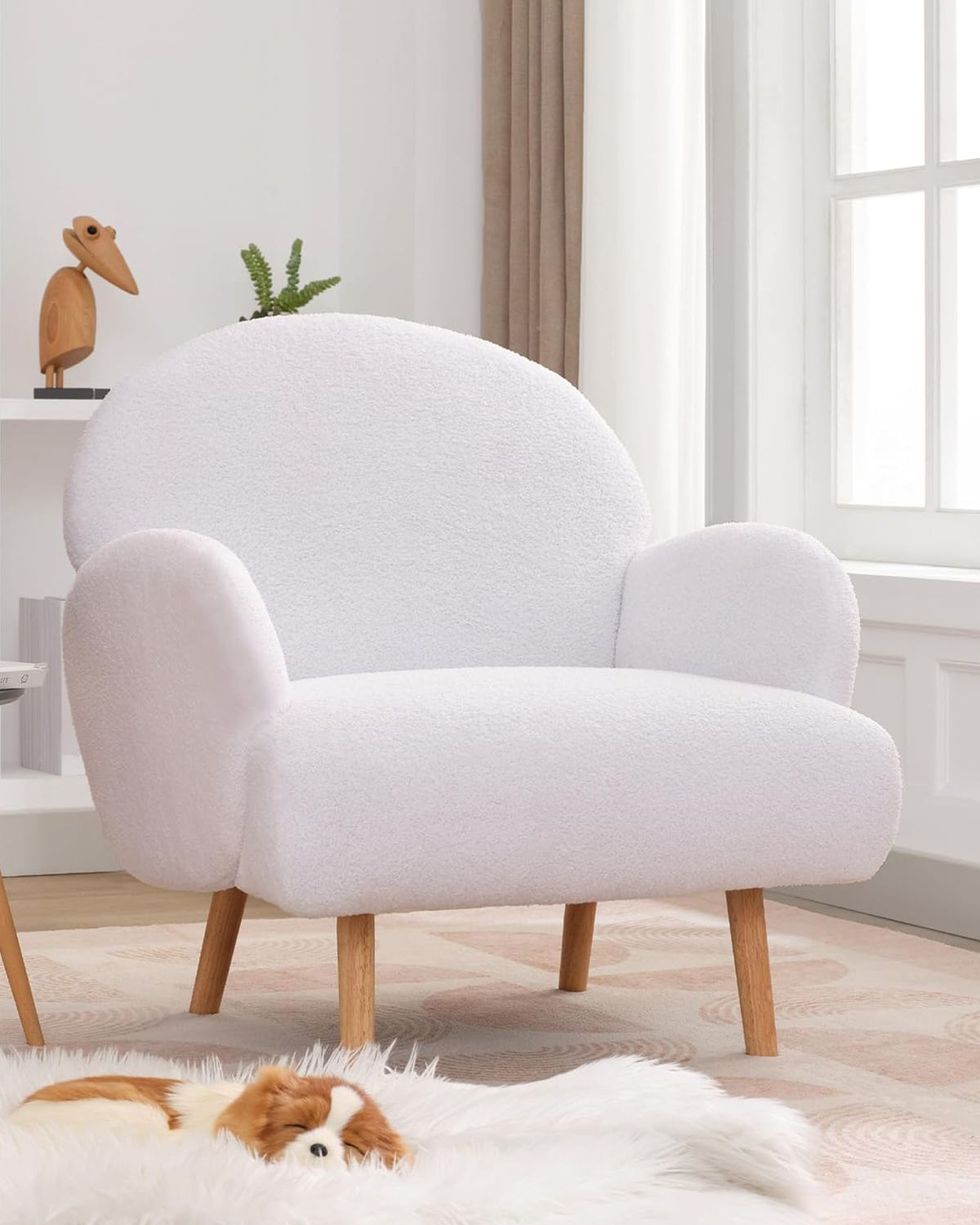 Oversized Boucle Fabric Accent Chair