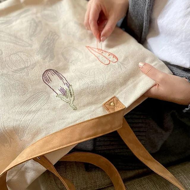 Stitch Your Veggies Tote Bag