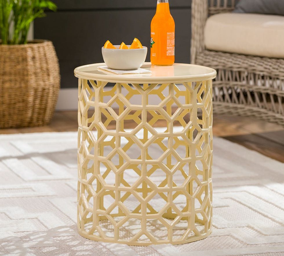 Zelle round metal accent table