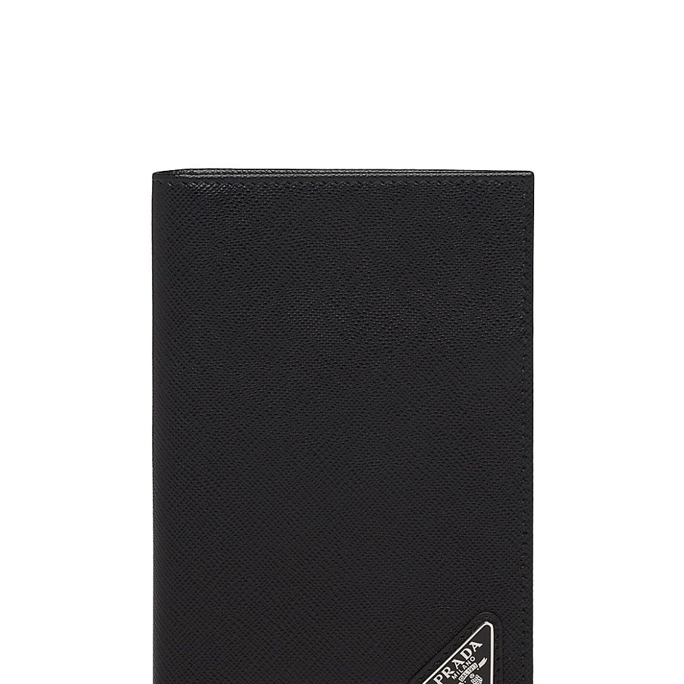 Men's Saffiano Leather Passport Holder - Black