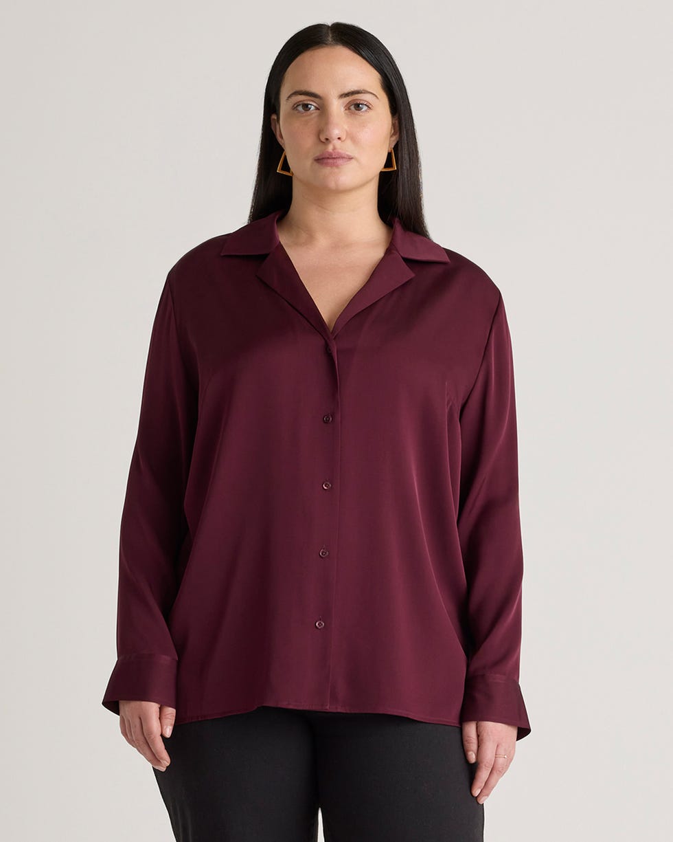 Washable Stretch Silk Notch Collar Blouse