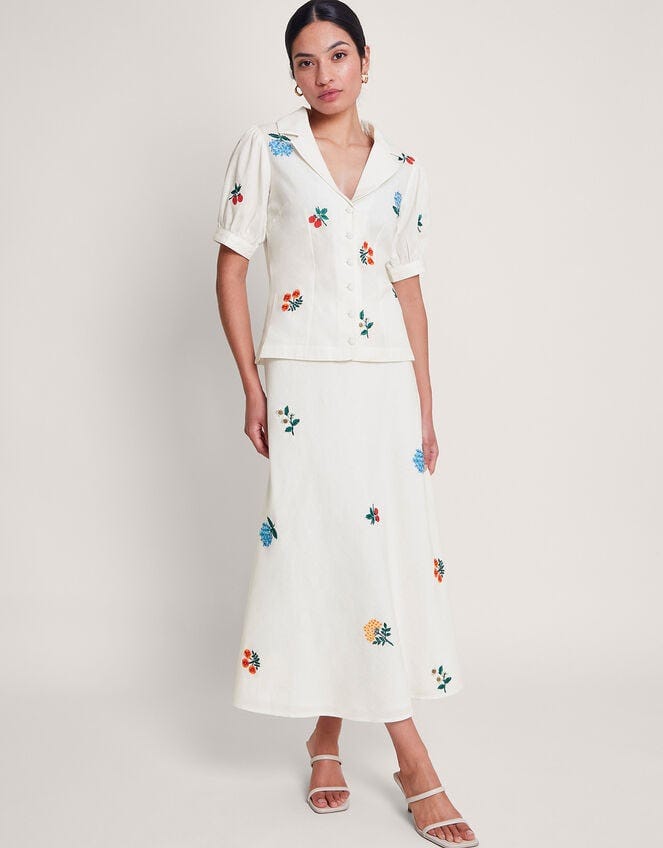 Piera Embroidered Midi Skirt