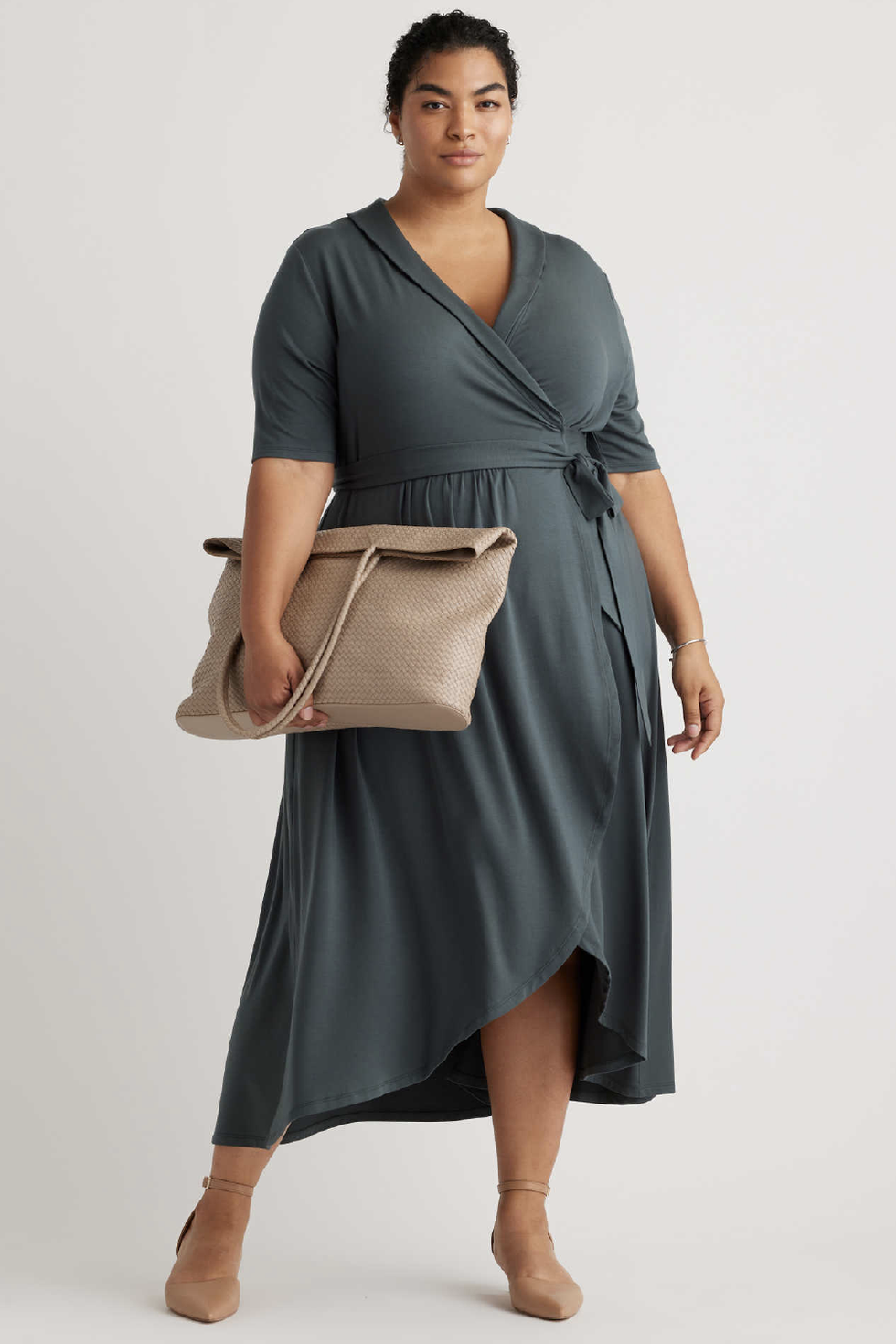 Tencel Jersey Midi Wrap Dress