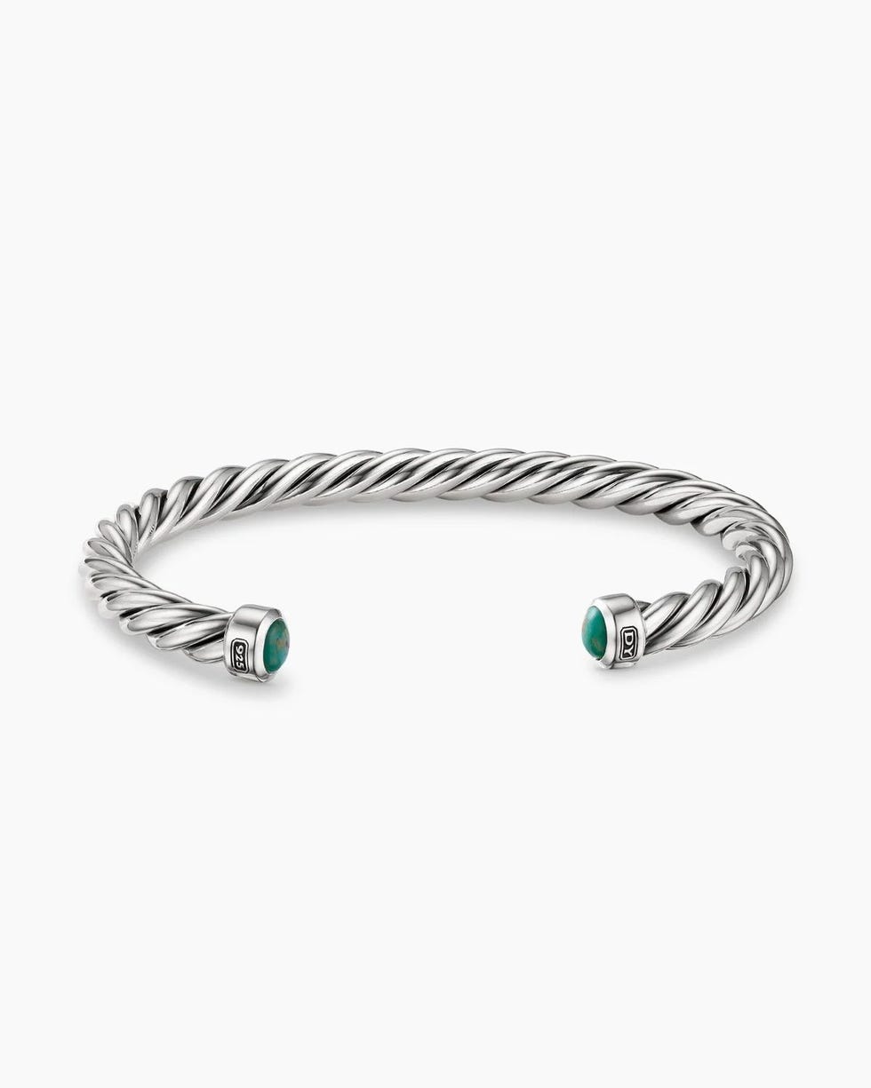 Cable Cuff Bracelet with Turquoise