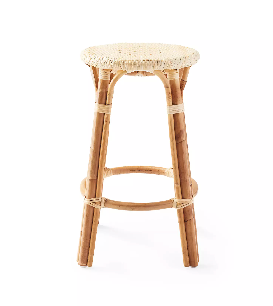 Sunwashed Riviera Rattan Backless Counter Stool