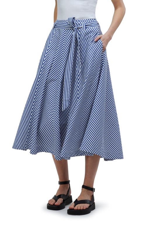 Stripe Flare Poplin Midi Skirt 