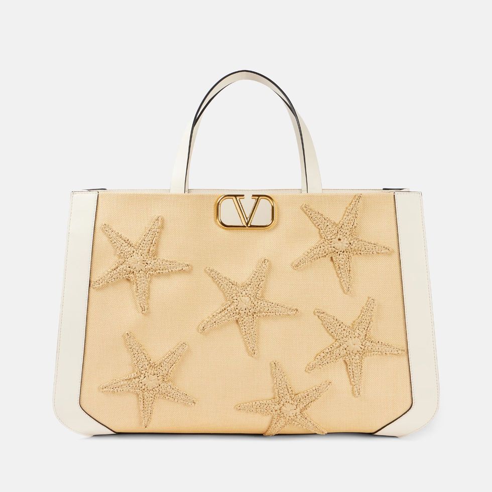VLogo Starfish Large Leather-Trimmed Tote Bag