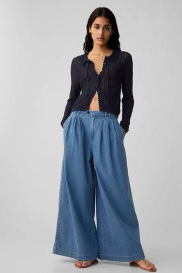 DÔEN High Waisted Wide Leg Denim Trousers