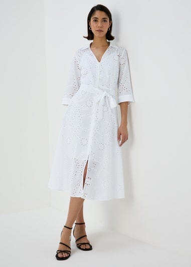 Et Vous White Shiffley 3/4 Sleeve Dress 