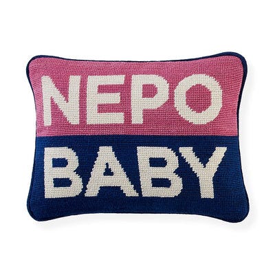Nepo Baby Needlepoint Pillow
