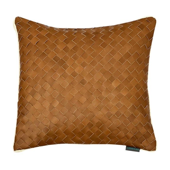 Woven Leather Throw Pillow Cover