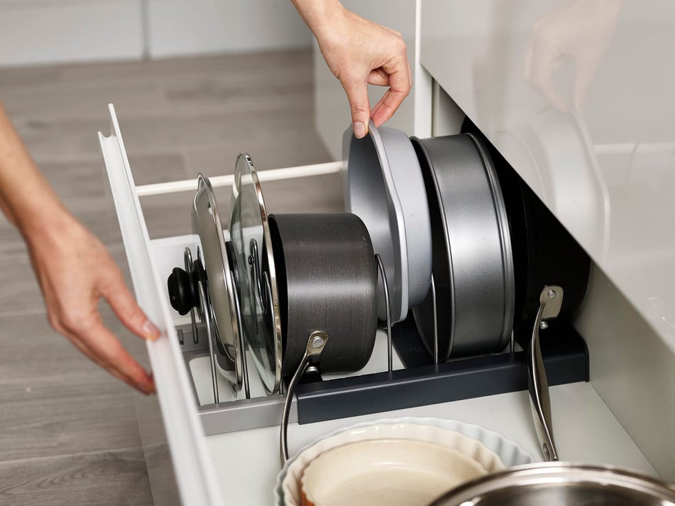Organizador de sartenes de cocina extensible