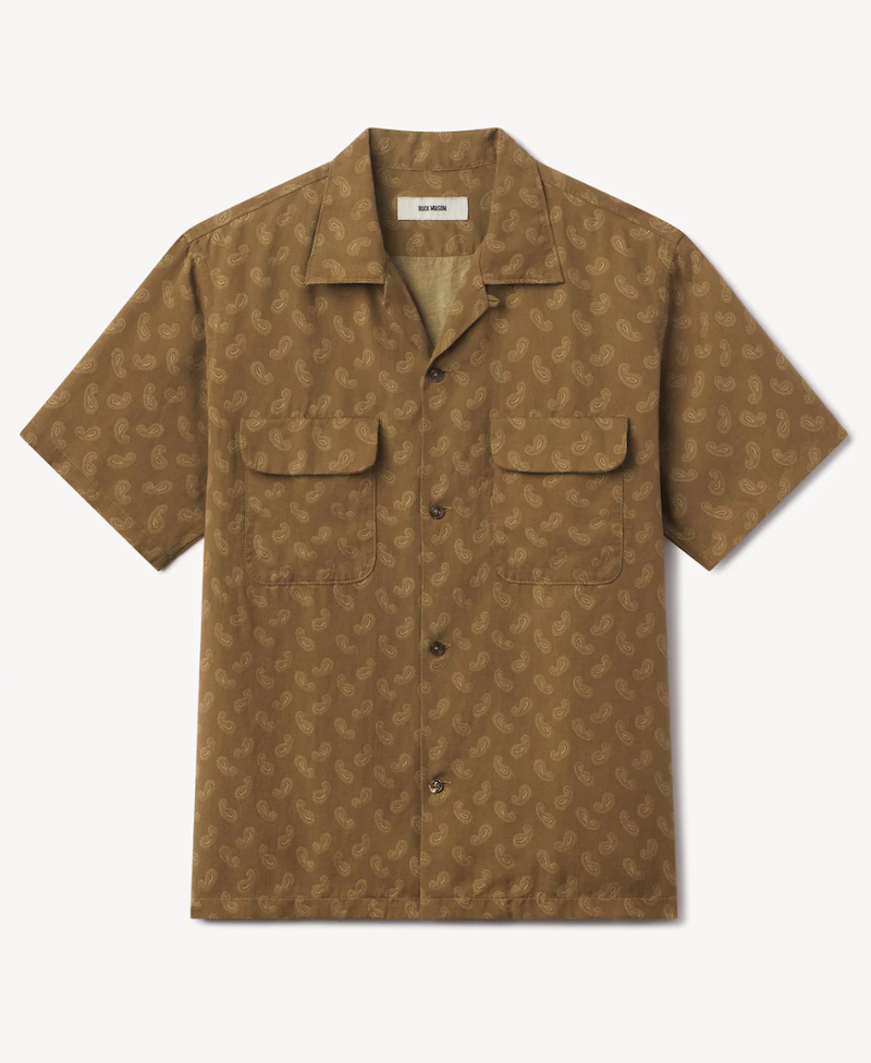 Draped Linen Camp Shirt