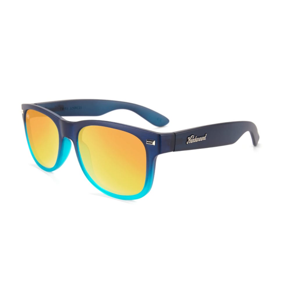 Knockaround Fort Knocks Polarized Sunglasses for Men & Women - Impact Resistant Lenses & Full UV400 Protection, Frosted Navy Fade Frames/Yellow Sunset Lenses