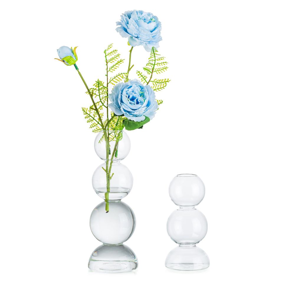 Set of 2 Glass Flower Vases